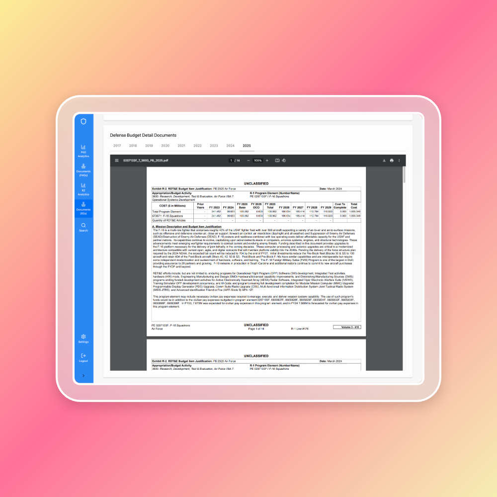 Direct access to source documents with smart PDF parsing and analysis.